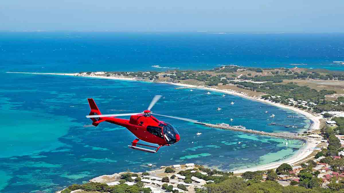 Helicopter flying over the Perth Coastline