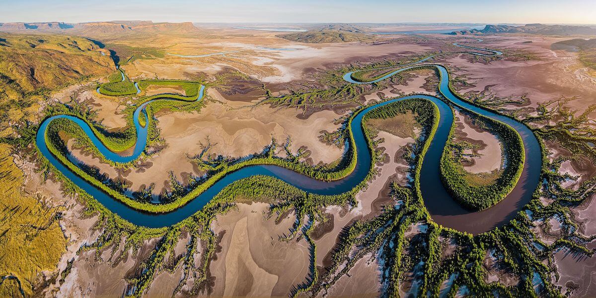 Aerial image of river in the Kimberley